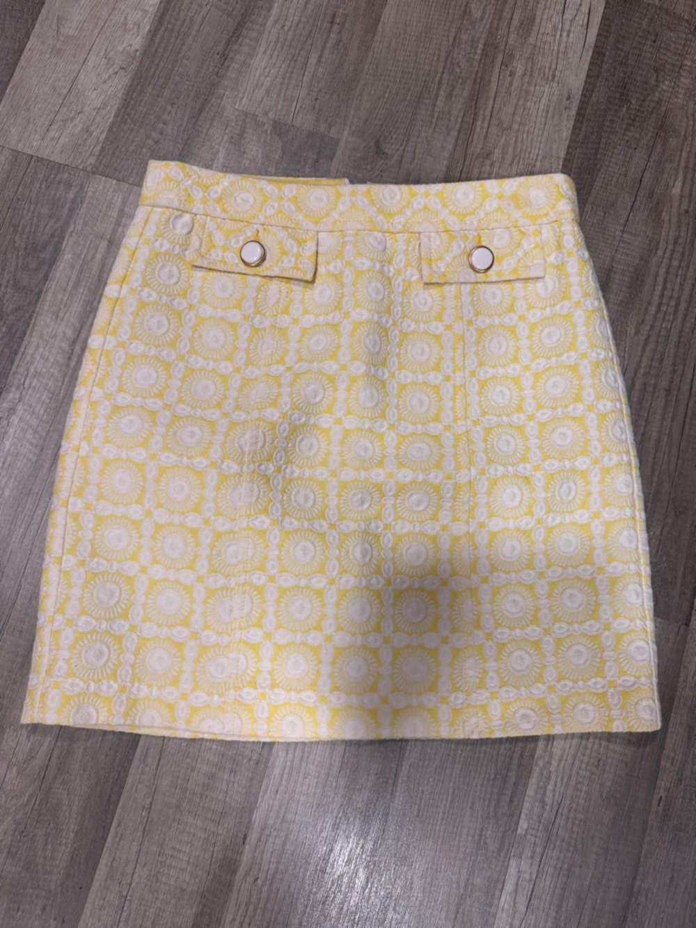 Trina Turk Yellow & White Pattern Skirt – Size 4